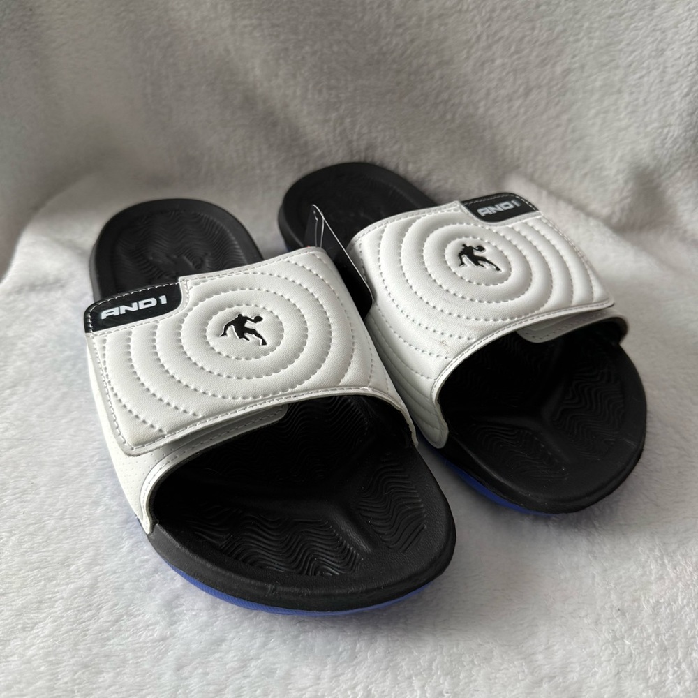 ANDI Sandals Shoes‎ Mens Size 7  White Slides Slip On Adjustable Strap New